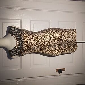 Dute sexy Leopard and Lace Mini Dress with built in necklace. cheetah print